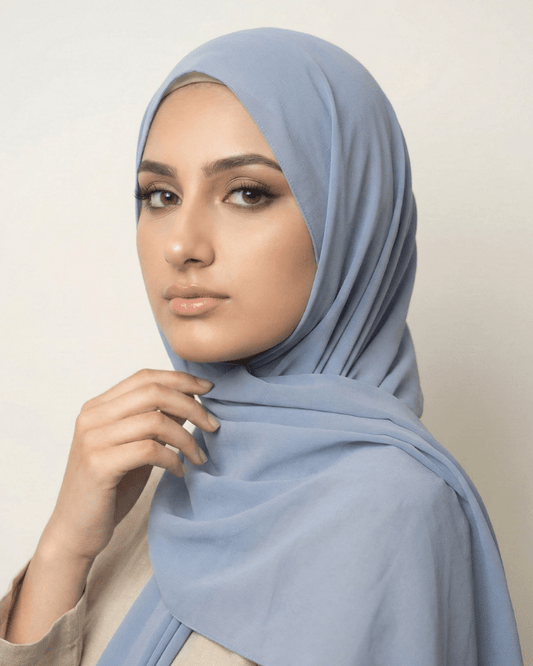 Corn Flower Basic Georgette Hijab - Ashii.pk