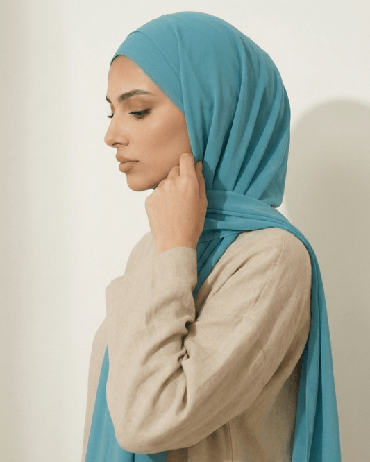 Ice Blue Basic Georgette Hijab - Ashii.pk