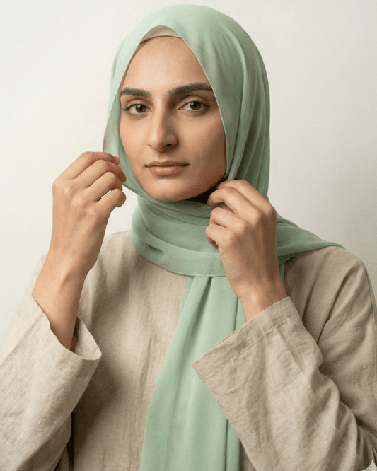 Mint Green Basic Georgette Hijab - Ashii.pk