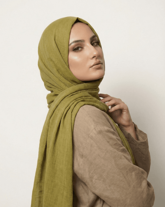 Olive Turkish Lawn Hijab - Ashii.pk