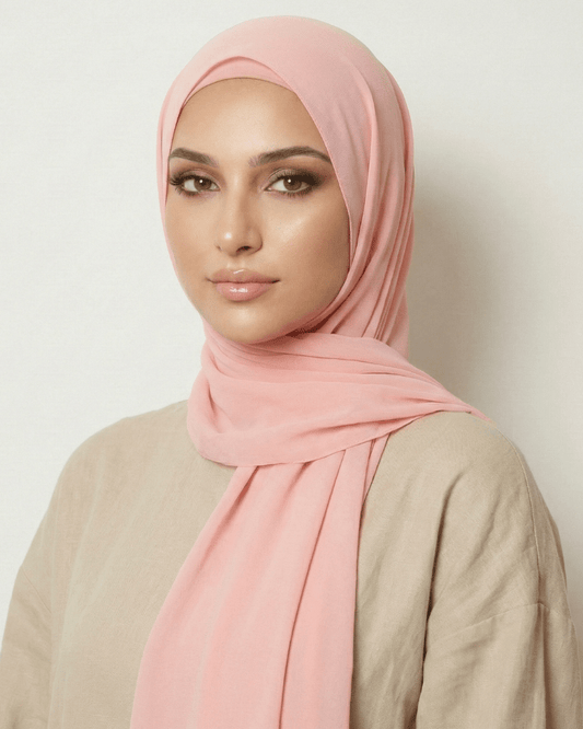 Rose Pink Basic Georgette Hijab - Ashii.pk