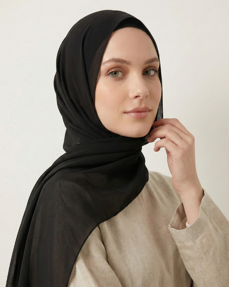Black Basic Georgette Hijab