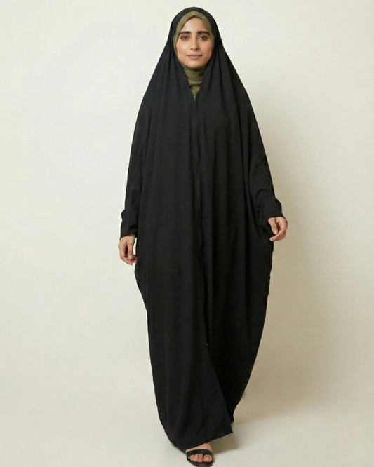 ✨ Irani Chaddar – Black - Zipper Style