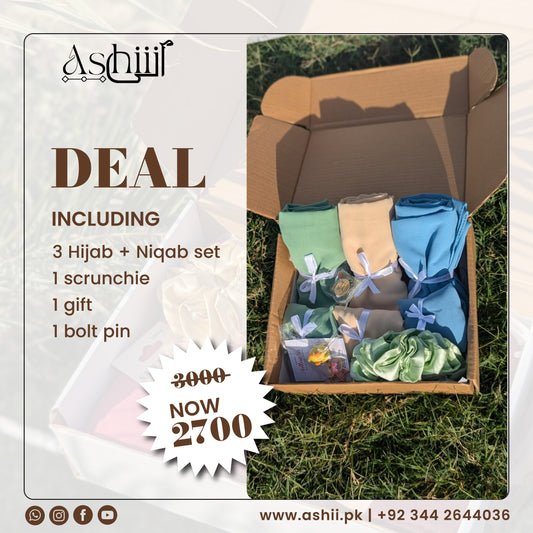 Ashiij Hijab & Niqab Combo Deal – Premium Set at Discounted Price