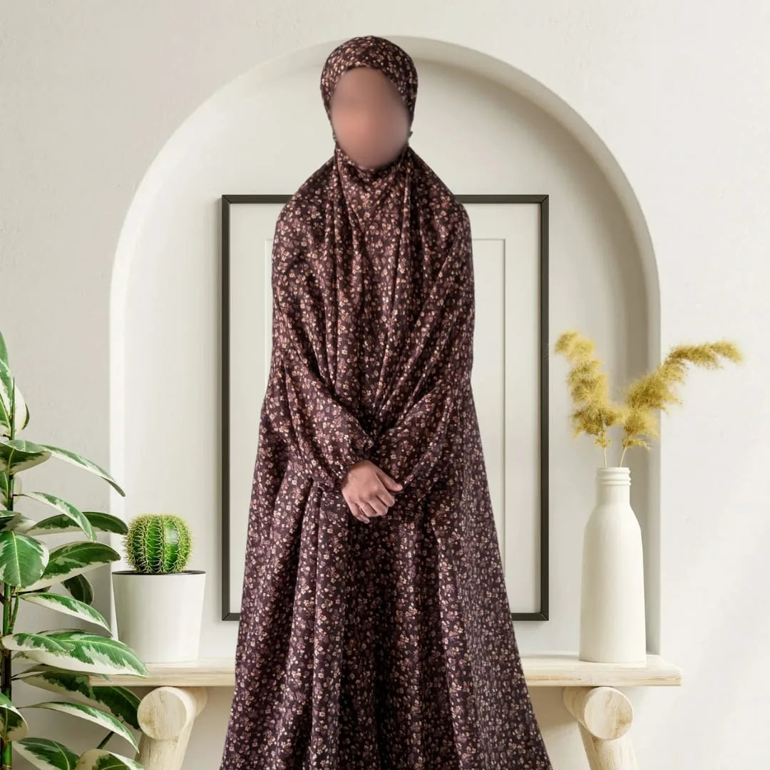 Namaz Chaadar – Brown Floral – Perfect for Ramadan Prayers