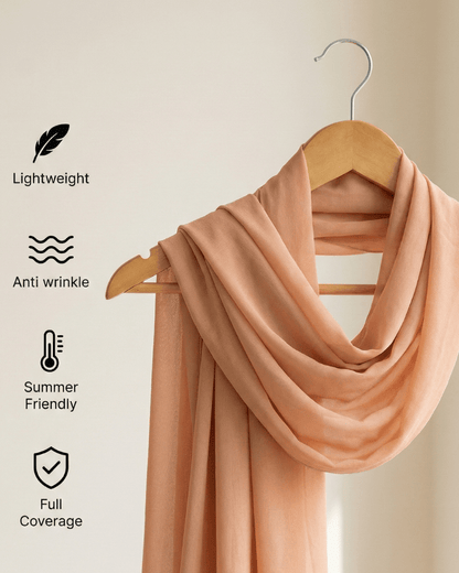 Beige Basic Georgette Hijab - Ashii.pk