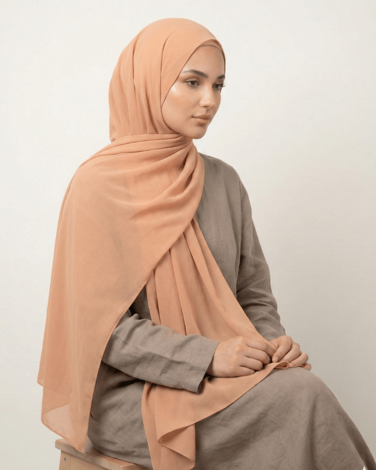 Beige Basic Georgette Hijab - Ashii.pk