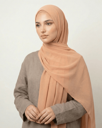Beige Basic Georgette Hijab - Ashii.pk