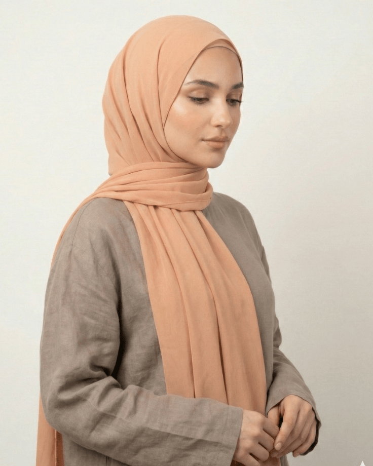 Beige Basic Georgette Hijab - Ashii.pk