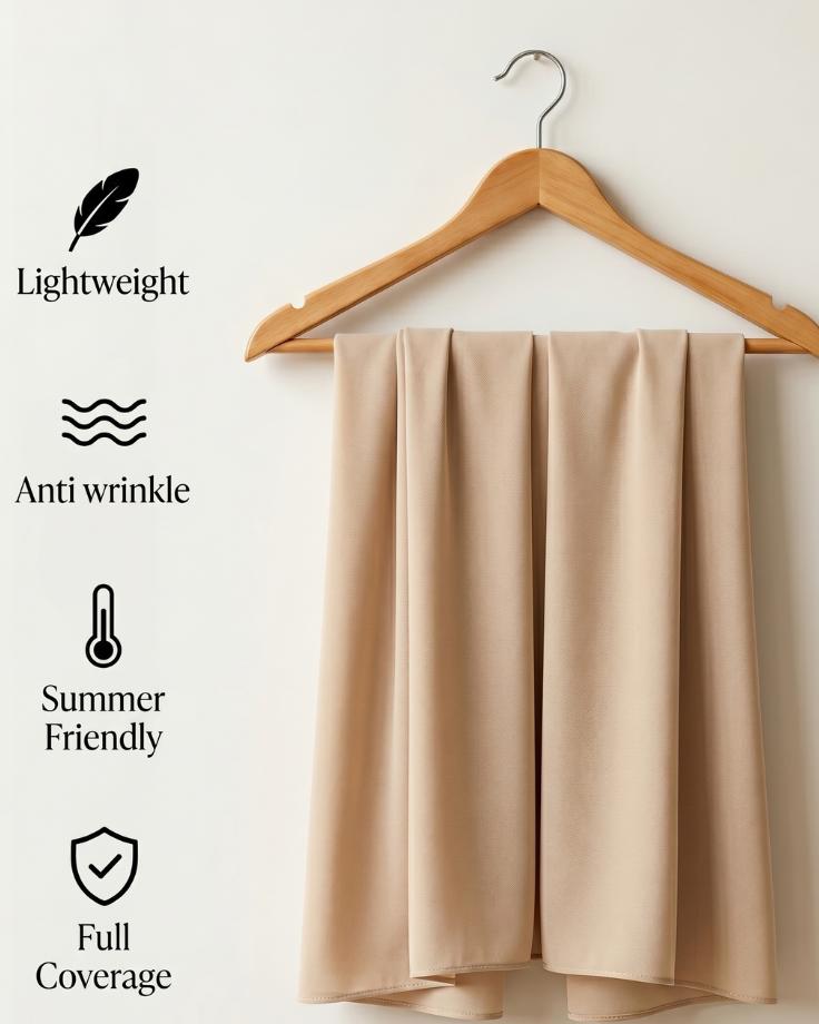 Beige Basic Georgette Hijab - Ashii.pk
