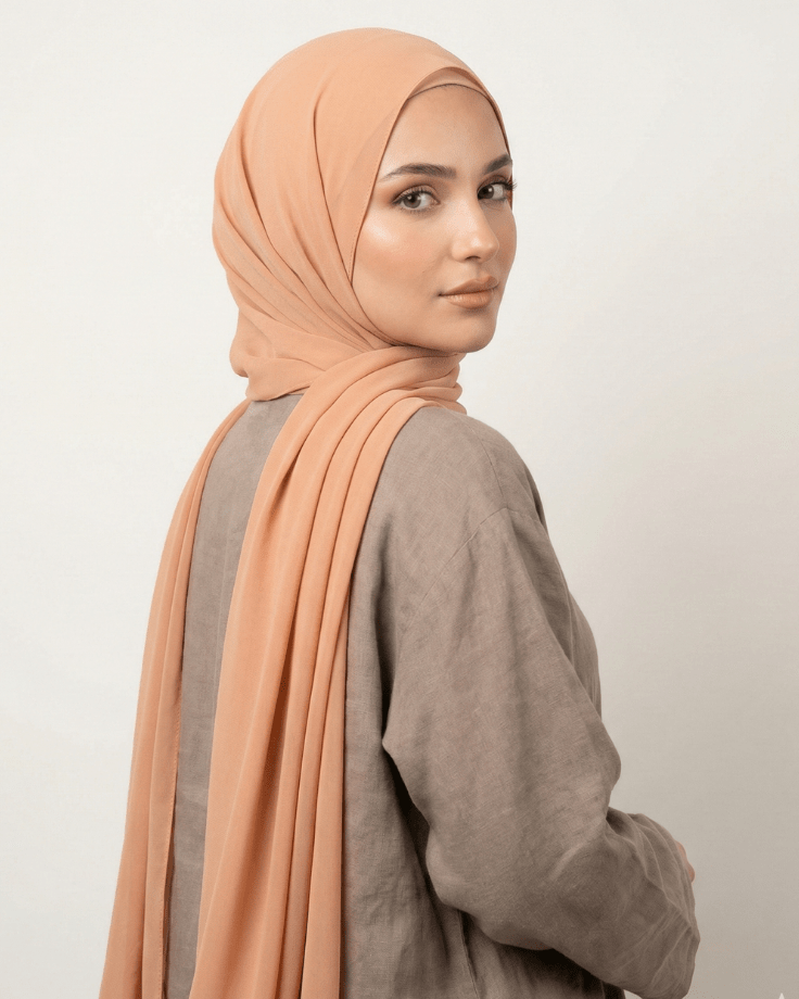 Beige Basic Georgette Hijab - Ashii.pk