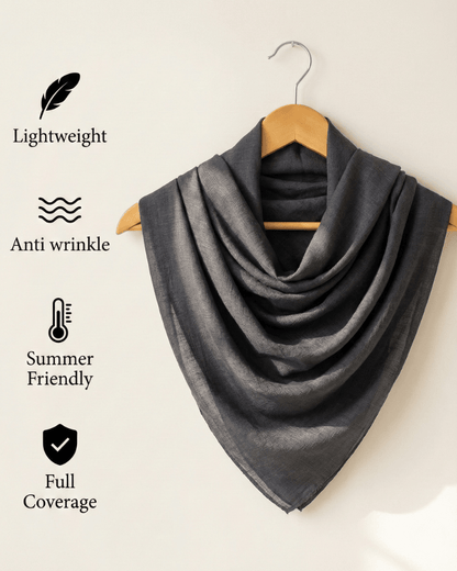 Black Turkish Lawn Hijab - Ashii.pk