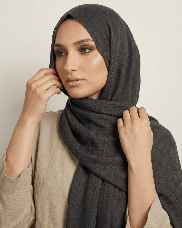 Black Turkish Lawn Hijab - Ashii.pk