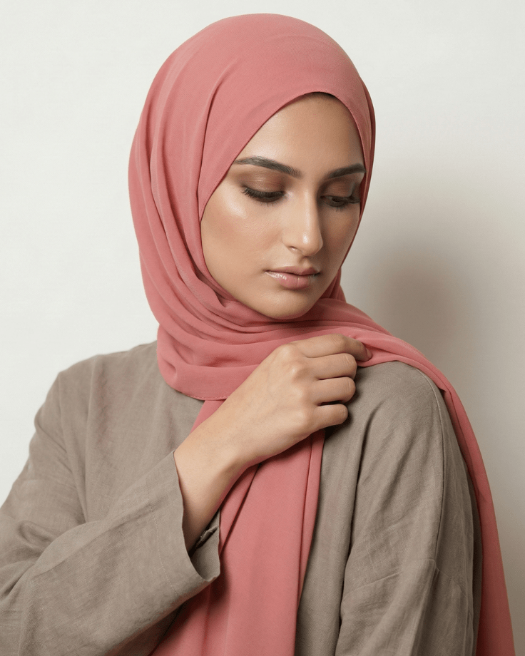 Blush Pink Basic Georgette Hijab - Ashii.pk
