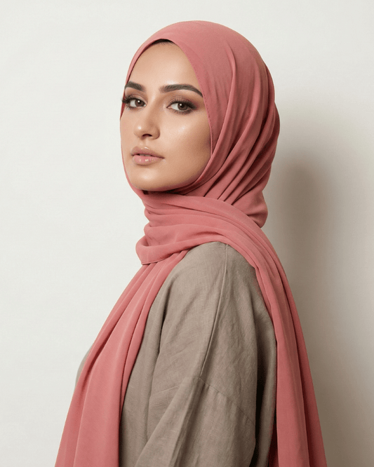 Blush Pink Basic Georgette Hijab - Ashii.pk
