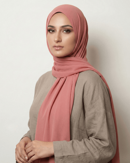 Blush Pink Basic Georgette Hijab - Ashii.pk