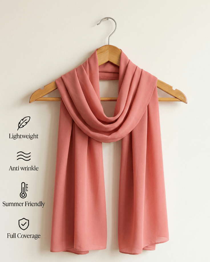 Blush Pink Basic Georgette Hijab - Ashii.pk