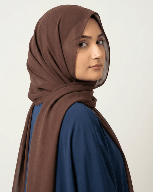 Brown Basic Georgette Hijab - Ashii.pk