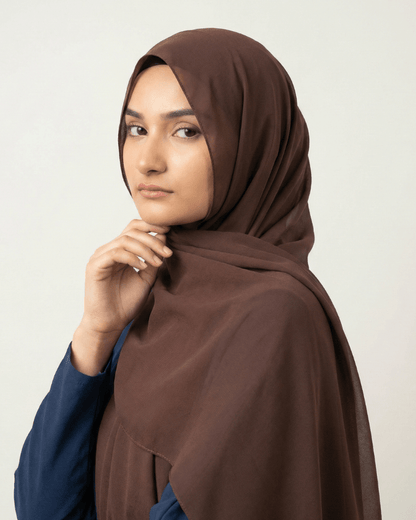 Brown Basic Georgette Hijab - Ashii.pk