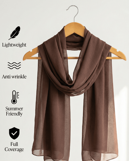 Brown Basic Georgette Hijab - Ashii.pk