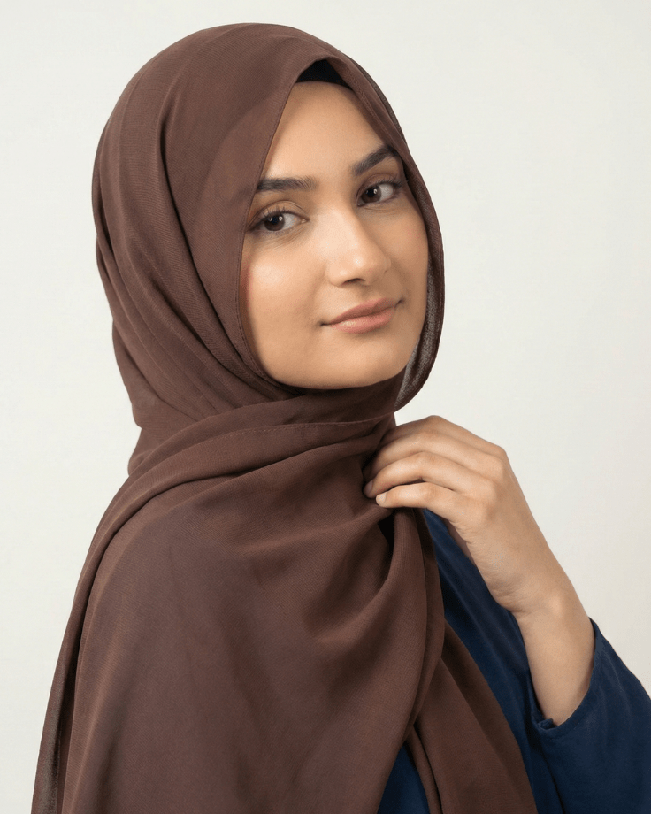 Brown Basic Georgette Hijab - Ashii.pk