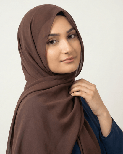Brown Basic Georgette Hijab - Ashii.pk