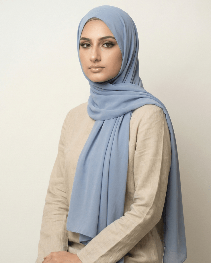 Corn Flower Basic Georgette Hijab - Ashii.pk