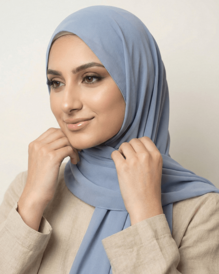 Corn Flower Basic Georgette Hijab - Ashii.pk