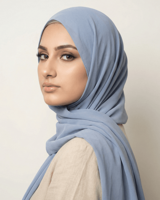 Corn Flower Basic Georgette Hijab - Ashii.pk