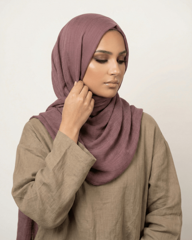 Dark Brown Turkish Lawn Hijab - Ashii.pk