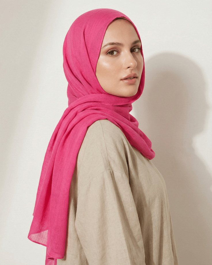 Hot Pink Turkish Lawn Hijab - Ashii.pk