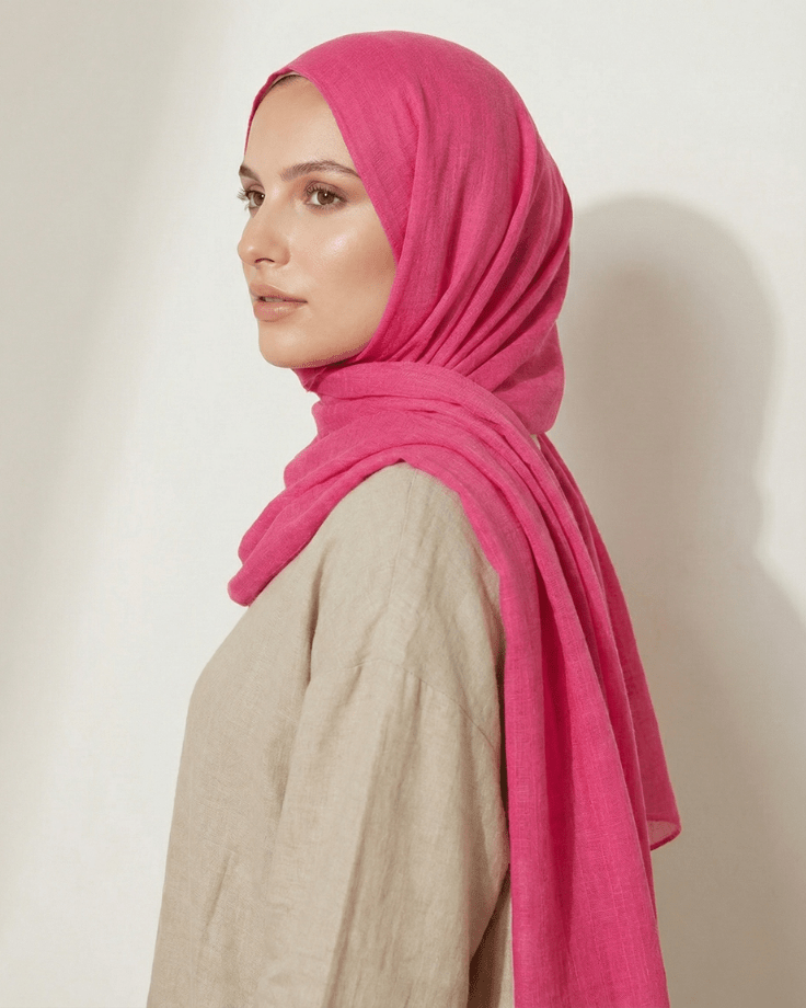 Hot Pink Turkish Lawn Hijab - Ashii.pk