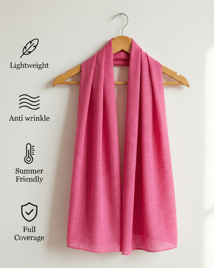 Hot Pink Turkish Lawn Hijab - Ashii.pk