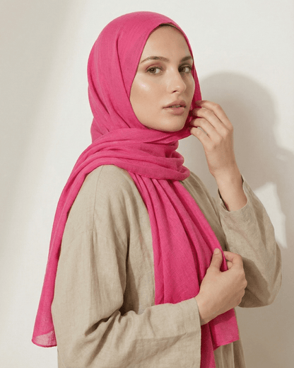 Hot Pink Turkish Lawn Hijab - Ashii.pk