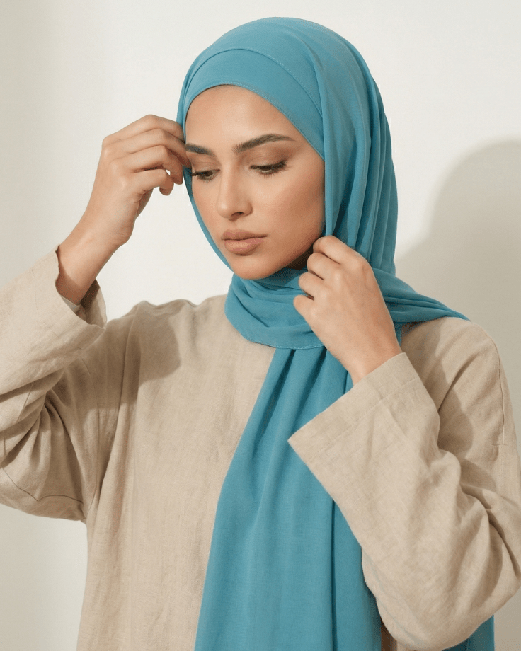 Ice Blue Basic Georgette Hijab - Ashii.pk