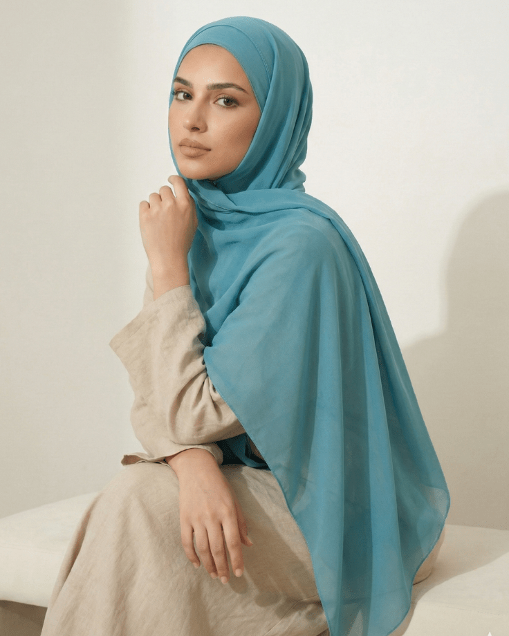 Ice Blue Basic Georgette Hijab - Ashii.pk