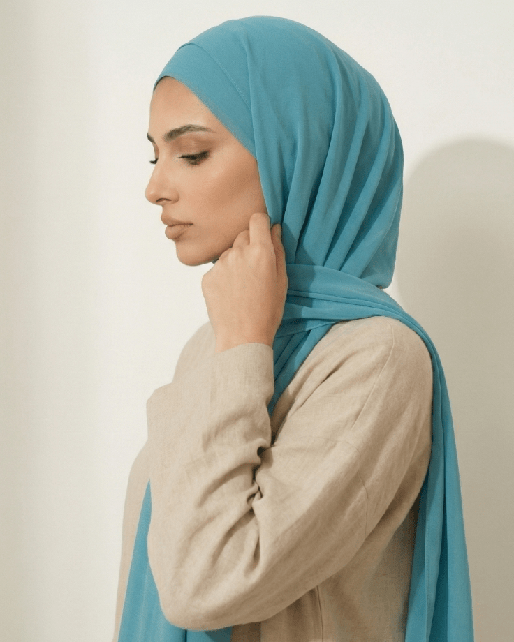 Ice Blue Basic Georgette Hijab - Ashii.pk