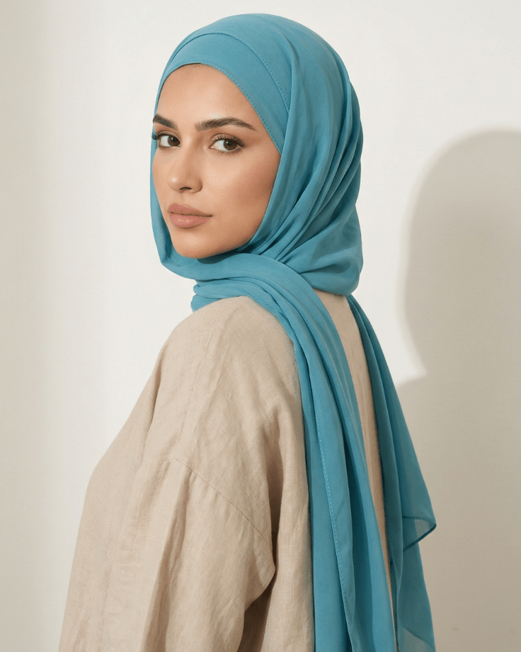 Ice Blue Basic Georgette Hijab - Ashii.pk