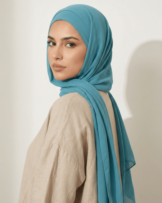 Ice Blue Basic Georgette Hijab - Ashii.pk