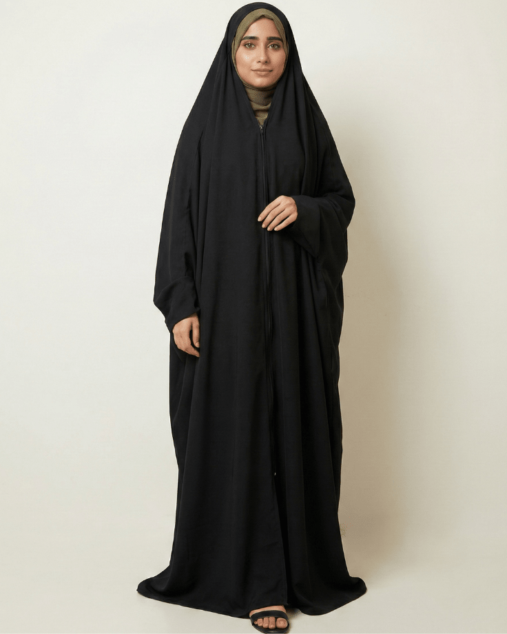 ✨ Irani Chaddar – Black - Zipper Style - Ashii.pk