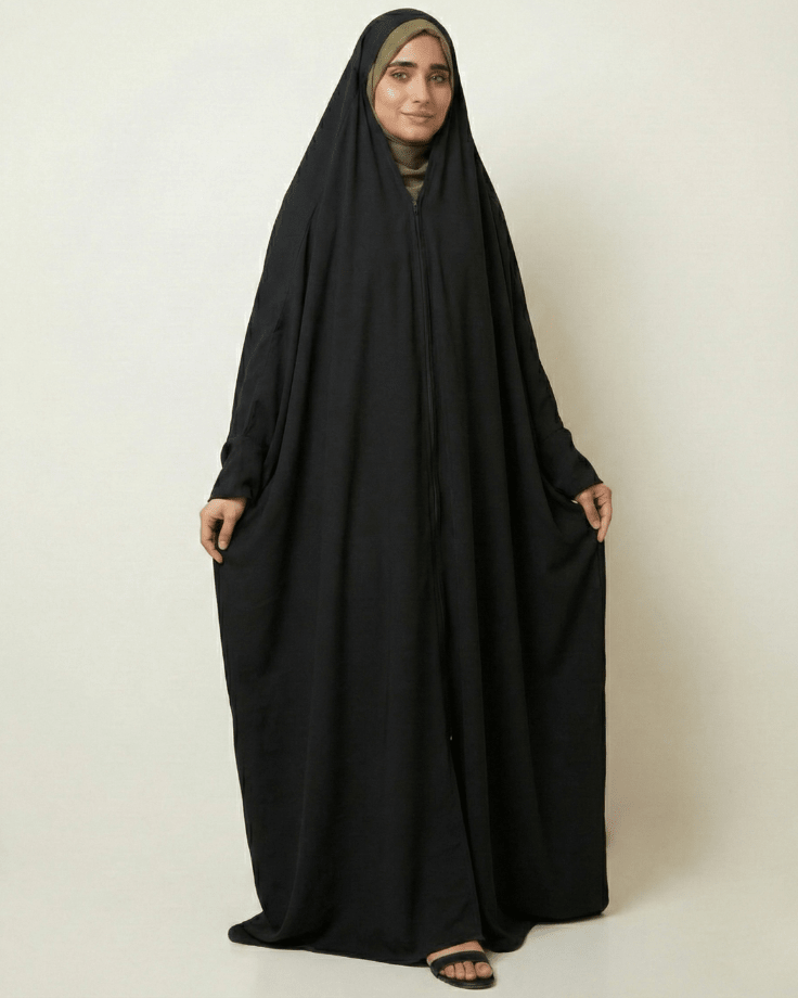 ✨ Irani Chaddar – Black - Zipper Style - Ashii.pk