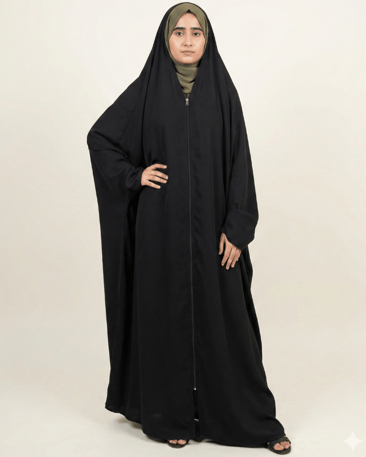 ✨ Irani Chaddar – Black - Zipper Style - Ashii.pk