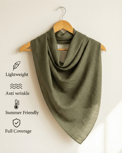 Jungle Green Turkish Lawn Hijab - Ashii.pk