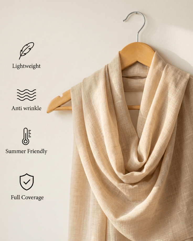 Khaki Turkish Lawn Hijab - Ashii.pk