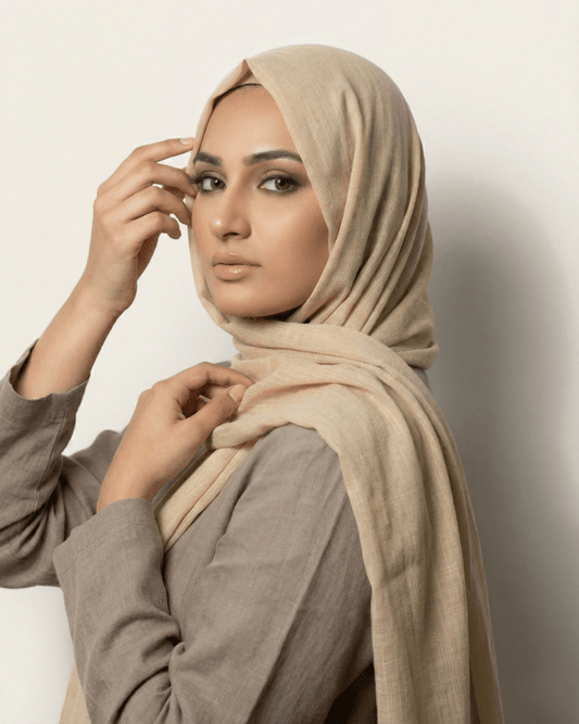 Khaki Turkish Lawn Hijab - Ashii.pk