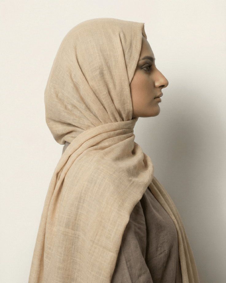 Khaki Turkish Lawn Hijab - Ashii.pk