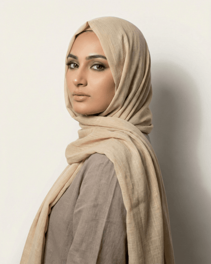 Khaki Turkish Lawn Hijab - Ashii.pk