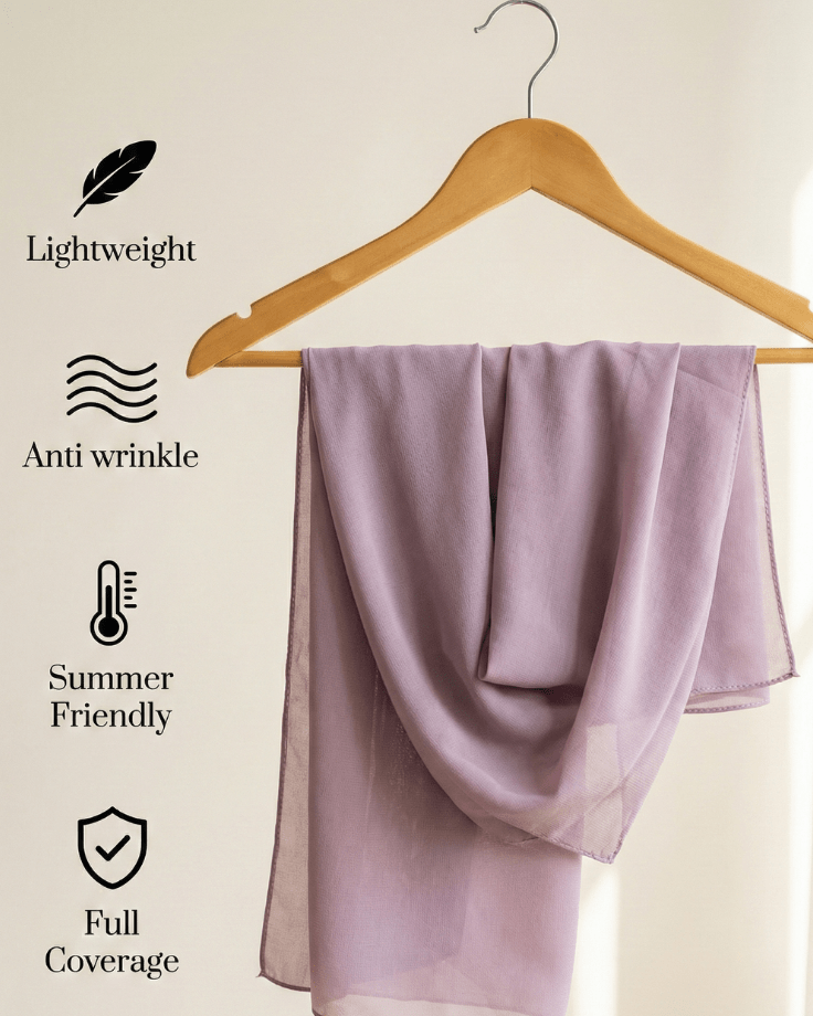 Lavender Basic Georgette Hijab - Ashii.pk
