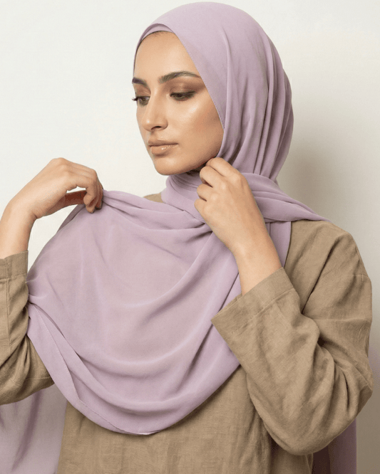 Lavender Basic Georgette Hijab - Ashii.pk