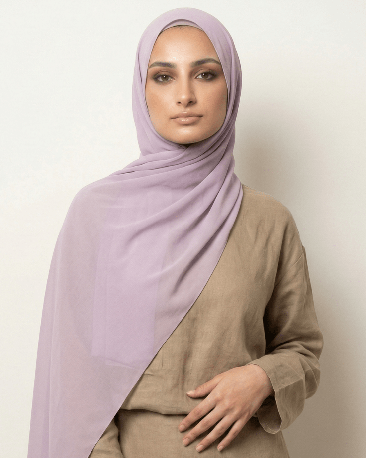 Lavender Basic Georgette Hijab - Ashii.pk
